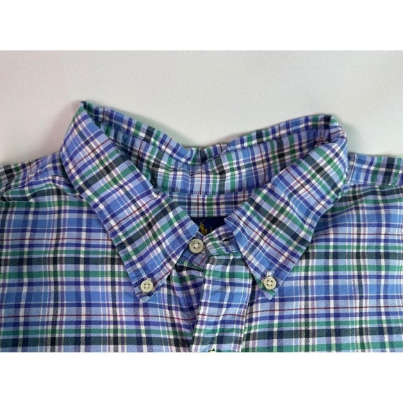Ralph Lauren Mens 3XB Button Down Pony Shirt Long Sleeve Plaid Blue Green Cotton - Picture 9 of 9